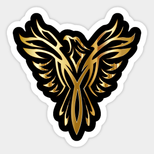 Legendary Phoenix Bird Golden Fantasy Tattoo Sticker